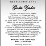 Danksagung Gisela Zinder