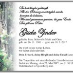 Traueranzeige Gisela Zinder