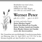 Traueranzeige Werner Peter