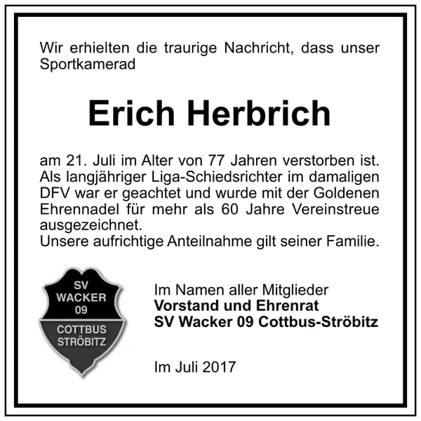 Nachruf Erich Herbrich