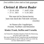 Traueranzeige Christel und Horst Buder