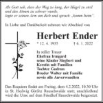 Traueranzeige Herbert Ender