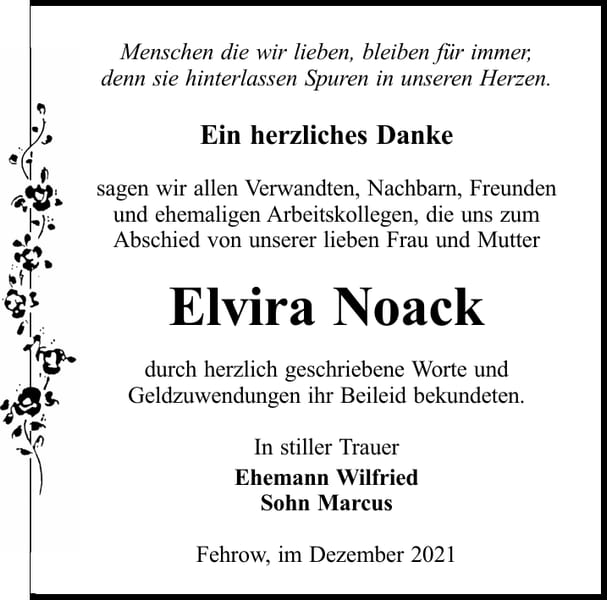 Danksagung Elvira Noack