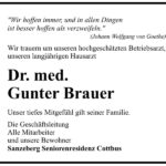 Traueranzeige Dr. med. Gunter Brauer
