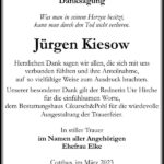Danksagung Jürgen Kiesow