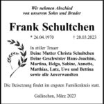 Traueranzeige Frank Schultchen