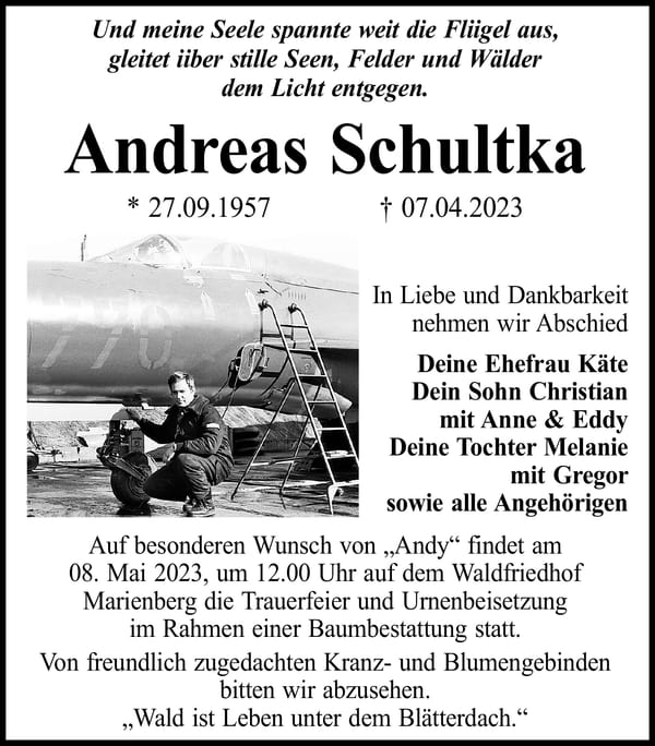 Traueranzeige Andreas Schultka