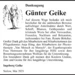 Traueranzeige Günter Geike