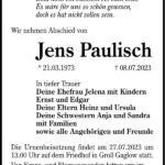 Traueranzeige Jens Paulisch