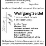 Traueranzeige Wolfgang Seidel
