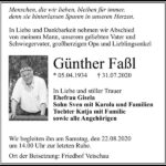 Traueranzeige Günther Faßl