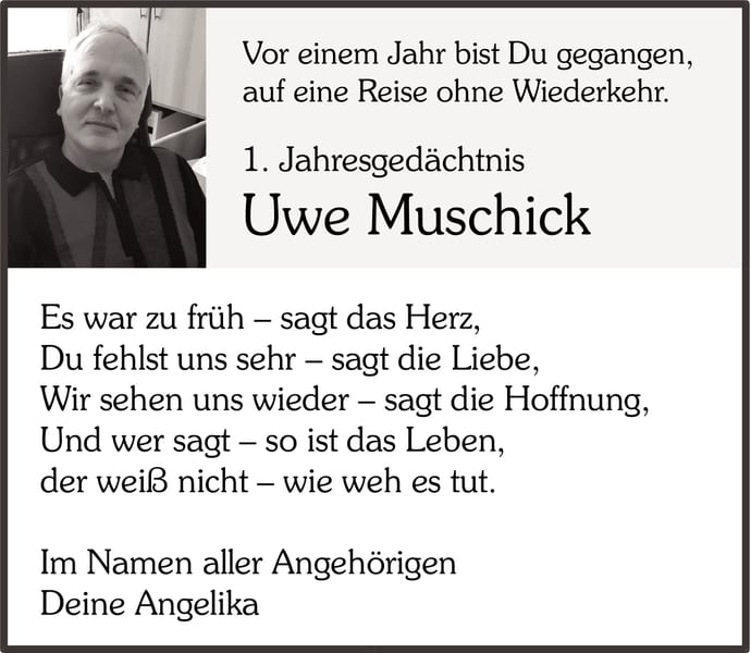 Jahresgedenken Uwe Muschick