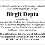Nachruf Birgit Depta