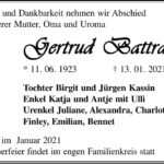 Traueranzeige Gertrud Battram