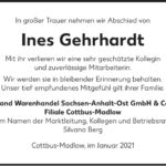 Traueranzeige Ines Gehrhardt
