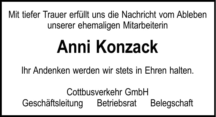 Nachruf Anni Konzack