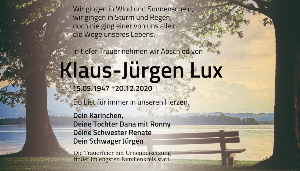 Traueranzeige Klaus-Jürgen Lux