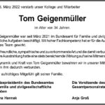 Nachruf Tom Geigenmüller