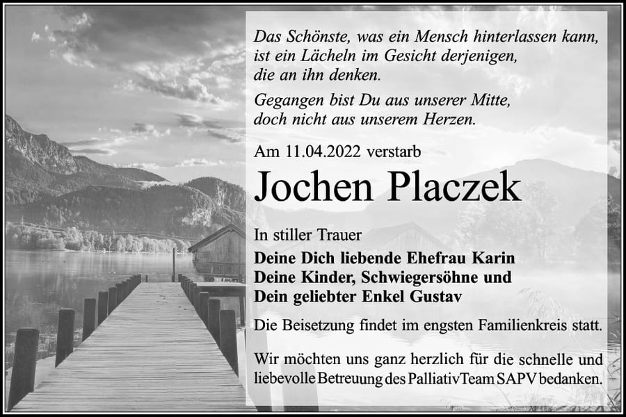 Traueranzeige Jochen Placzek