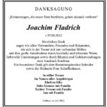 Traueranzeige Joachim Fladrich
