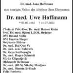 Traueranzeige Dr. med. Uwe Hoffmann