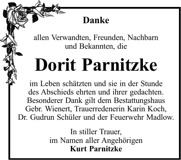 Danksagung Dorit Parnitzke