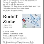 Traueranzeige Rudolf Zinke