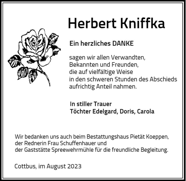Danksagung Herbert Kniffka