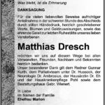 Danksagung Matthias Dresch