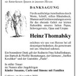 Danksagung Heinz Thomalsky