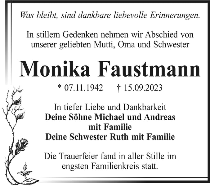 Nachruf Monika Faustmann