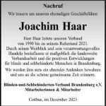 Nachruf Joachim Haar