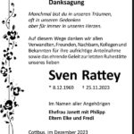 Danksagung Sven Rattey