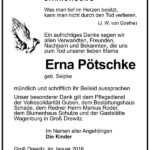 Danksagung Erna Pötschke, geb. Seipke