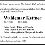 Traueranzeige Waldemar Kettner