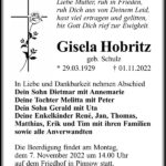 Traueranzeige Gisela Hobritz, geb. Schulz