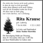 Traueranzeige Rita Krause, geb. Ladewig