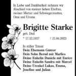 Traueranzeige Brigitte Starke, geb. Doil