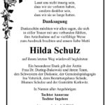 Danksagung Hilda Schulz