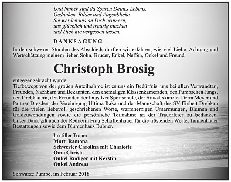 Danksagung Christoph Brosig