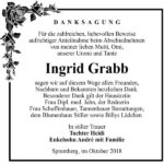 Danksagung Ingrid Grabb