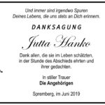 Traueranzeige Jutta Hanko