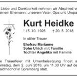 Traueranzeige Kurt Heidke