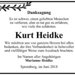 Danksagung Kurt Heidke