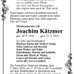 Traueranzeige Joachim Kätzmer