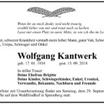 Traueranzeige Wolfgang Kantwerk