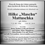 Traueranzeige Hilke „Maschu“ Mattuschka, geb. Möller