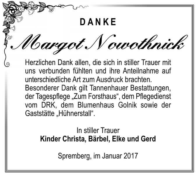 Danksagung Margot Nowothnick