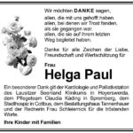 Danksagung Helga Paul