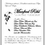 Traueranzeige Manfred Röhl